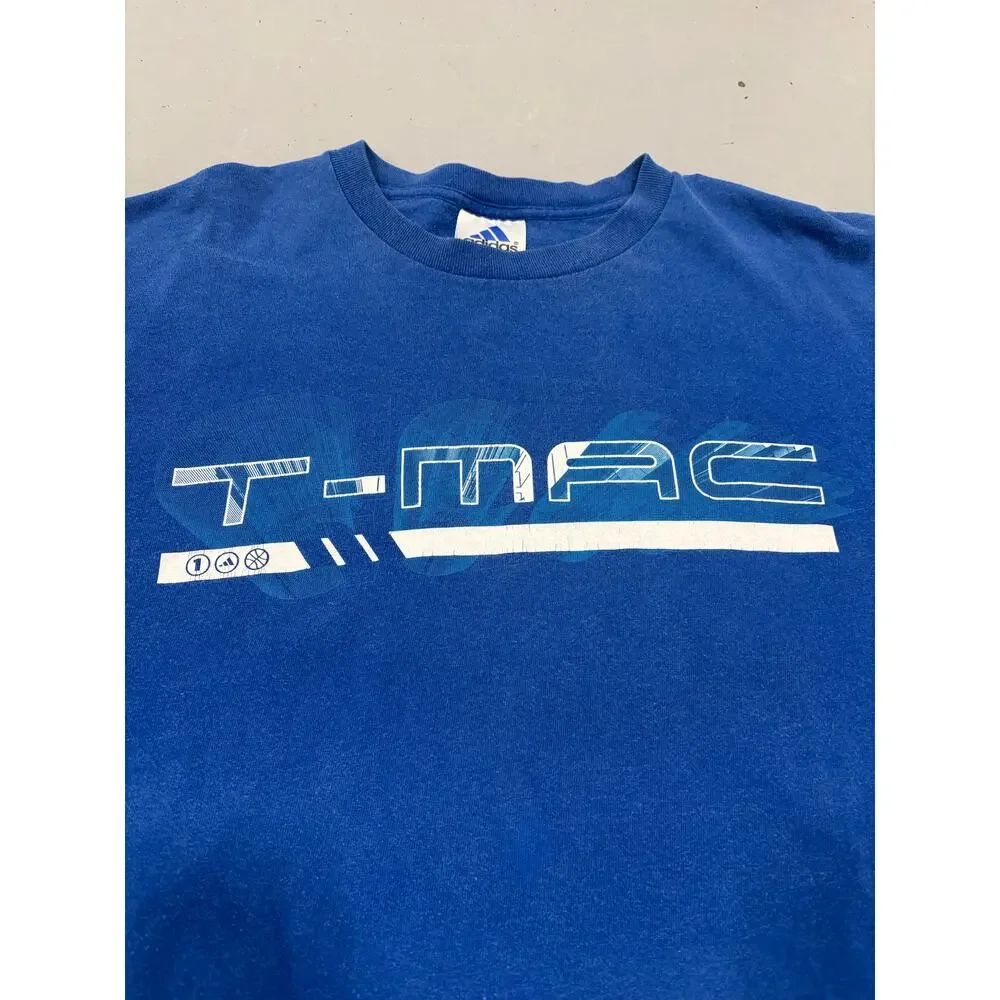 Vintage Y2K‎ T-Mac Tracy McGrady Adidas T Shirt Blue Graphic NBA 2000s Tee